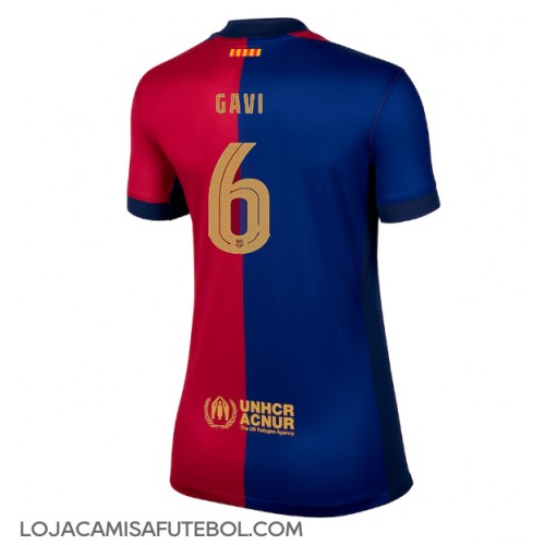 Camisa de Futebol Barcelona Paez Gavi #6 Equipamento Principal Mulheres 2024-25 Manga Curta